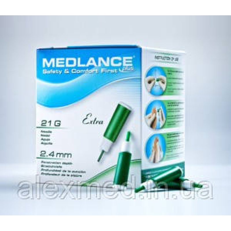 Ланцет Medlance plus безпечний, одноразового використання, стерильний Ехtra 21G, глибина проникнення 2,4 мм