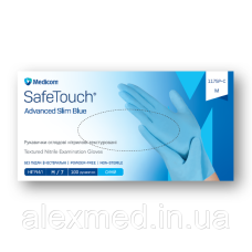 Рукавички оглядові нітрилові текстуровані без пудри нестерильні SafeTouch Advanced Slim Blue (3.6 г) M