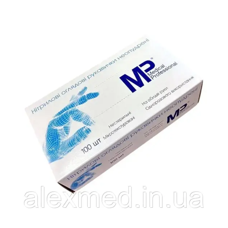 Рукавички нітрилові медичні, без пудри, блакитні 100 шт.уп. Medical Professional M Рукавички нітрилові медичні, без пудри, блакитні 100 шт.уп. Medical Professional M
