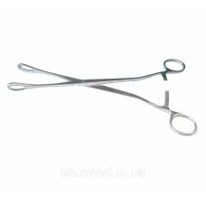 Затискач гінекологічний для абортів окончатый, прямий, 270 мм