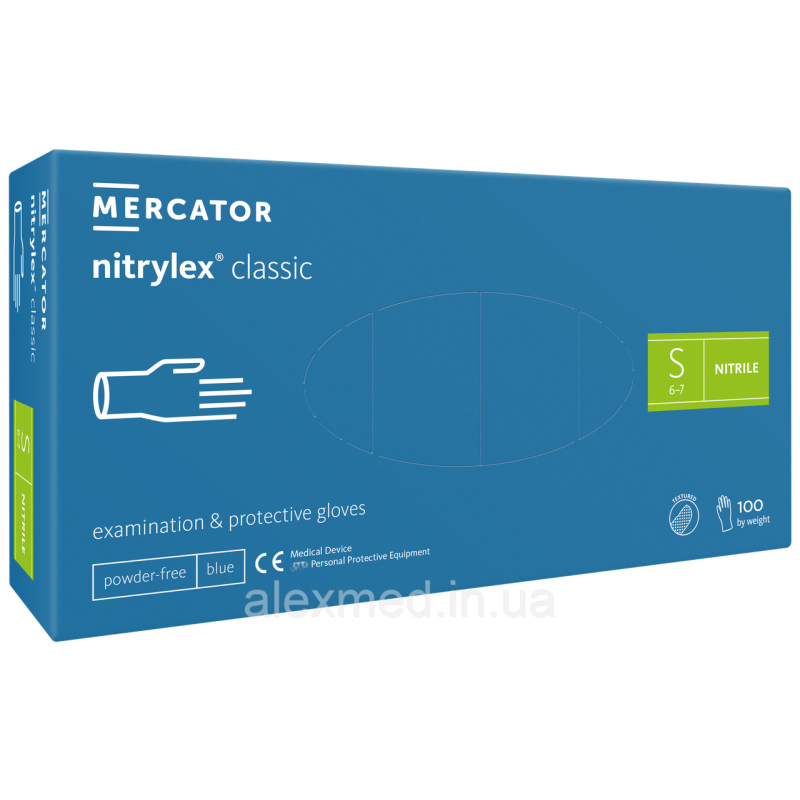 Рукавички нітрилові Nitrylex® Classic blue нестерильні неопудрені