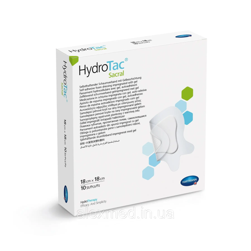 Пов“язка губчата з гелевим покриттям самоклеюча HydroTac® Sacral / Гідротак Сакрал 18см х 18см 1шт