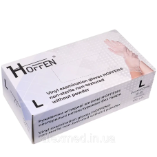 Рукавички вінілові неопудрені HOFFEN прозорі