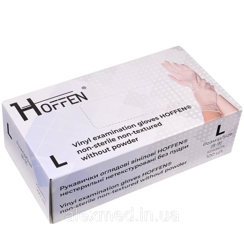 Рукавички вінілові неопудрені HOFFEN прозорі